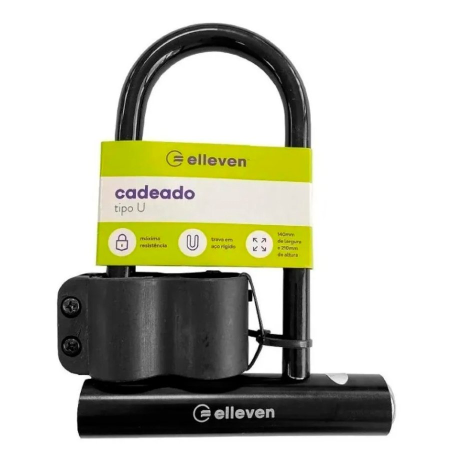 Cadeado U-Lock Elleven em Aço 140x210mm para Bike e Moto Cadeado U-Lock Elleven em Aço 140x210mm para Bike e Moto
