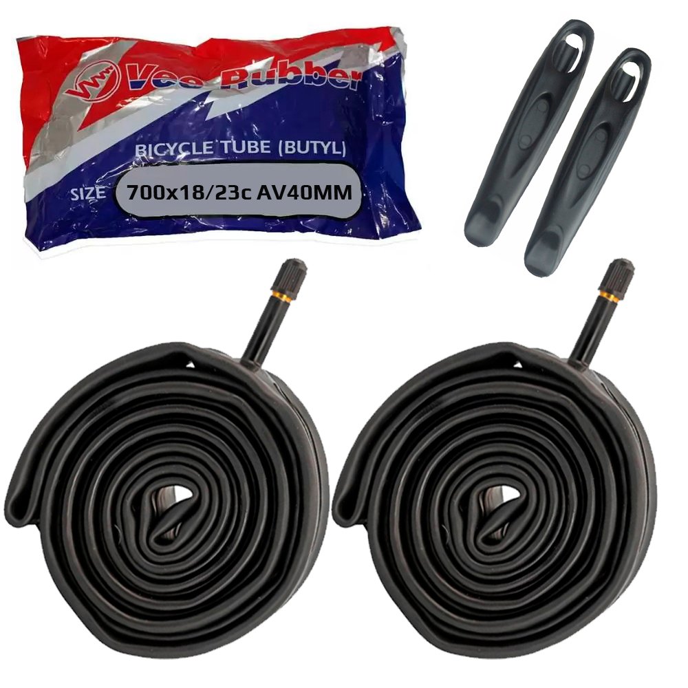 Par Câmara de Ar Vee Rubber 700x18/23c AV 40mm + Espátulas Par Câmara de Ar Vee Rubber 700x18/23c AV 40mm + Espátulas