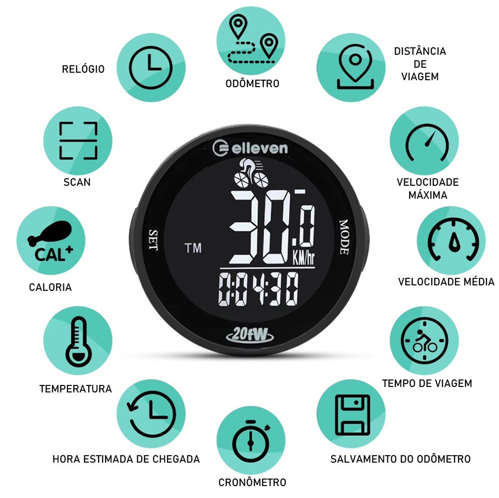 Ciclo Computador Sem Fio 20 Funções LCD À Prova D'Água Ciclo Computador Sem Fio 20 Funções LCD À Prova D'Água