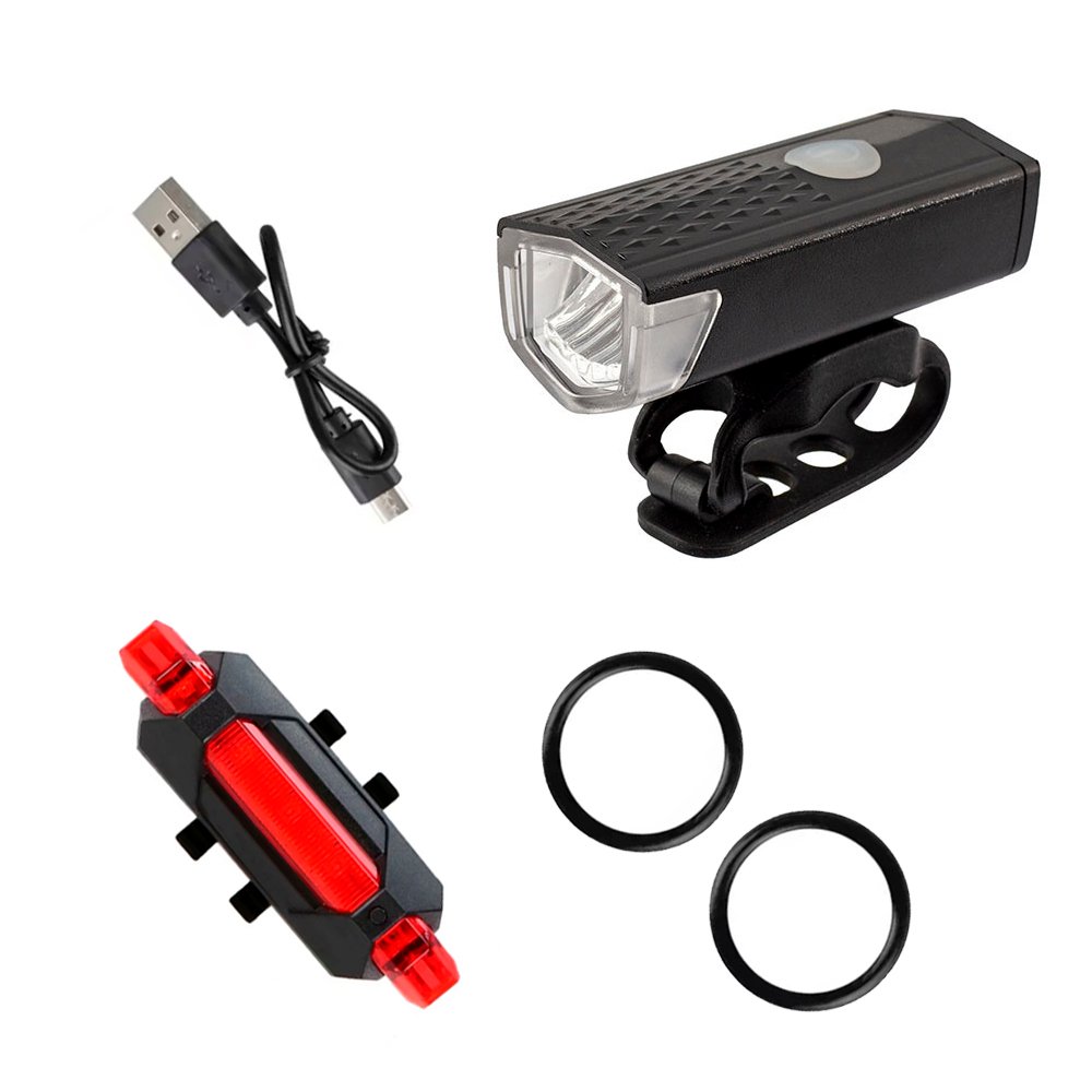 Kit Farol e Sinalizador Bike LED Recarregável à Prova d'Água Kit Farol e Sinalizador Bike LED Recarregável à Prova d'Água