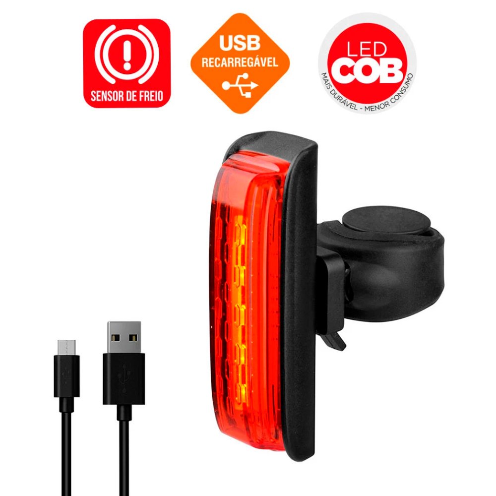 Sinalizador Traseiro e Luz de Freio para Bike 30 Lúmens USB Sinalizador Traseiro e Luz de Freio para Bike 30 Lúmens USB