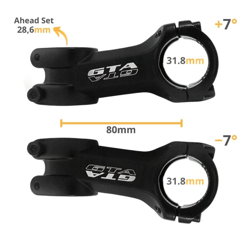 GTA Suporte de Guidão Aheadset 80mm 31.8mm Preto GTA Suporte de Guidão Aheadset 80mm 31.8mm Preto