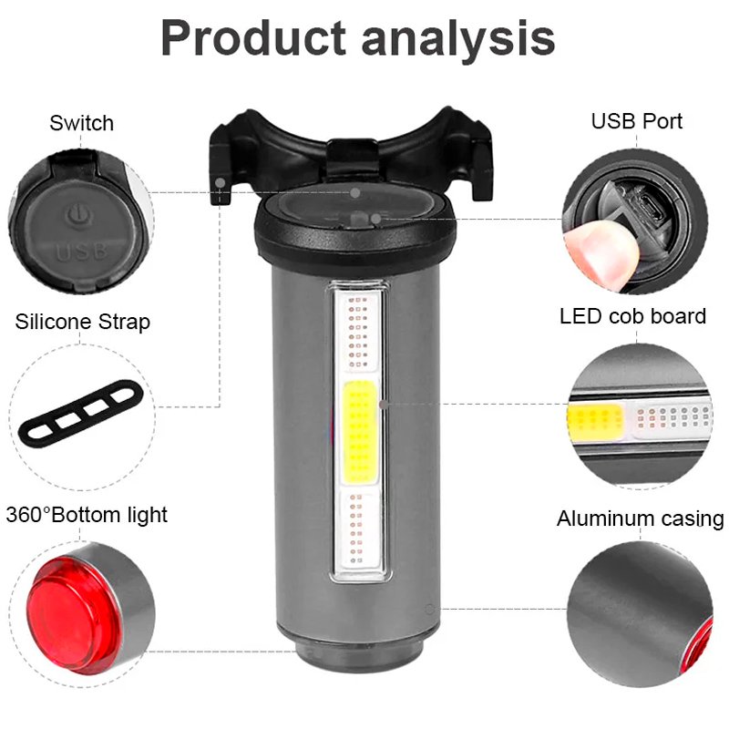 Sinalizador Traseiro Bike Led COB 400 Lumens 3 Cores USB Sinalizador Traseiro Bike Led COB 400 Lumens 3 Cores USB