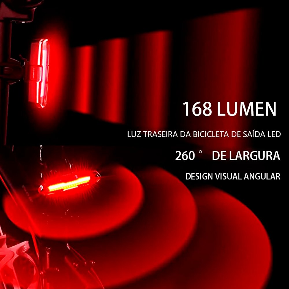 Farol Traseiro Sinalizador LED Bike Recarregável USB Farol Traseiro Sinalizador LED Bike Recarregável USB