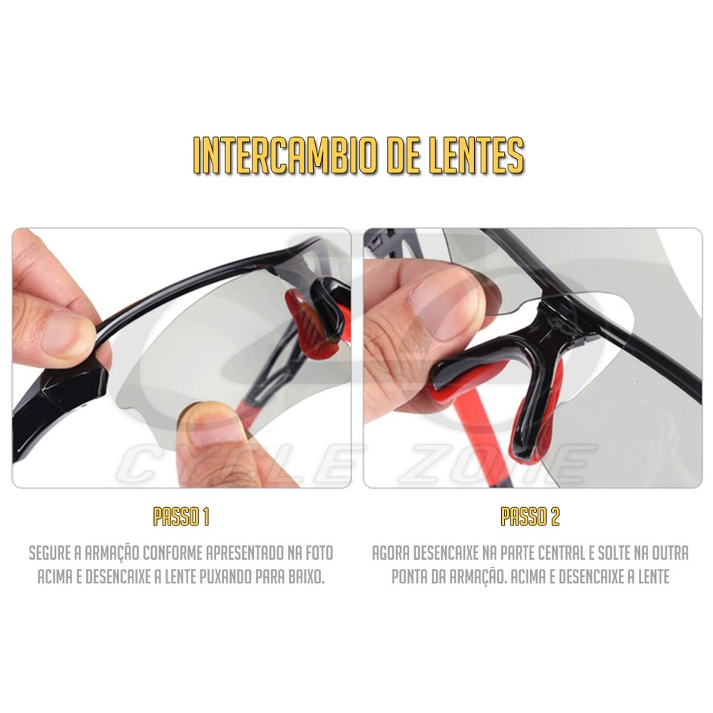 Óculos Ciclismo Polarizado 5 Lentes Unissex Suporte de Grau Óculos Ciclismo Polarizado 5 Lentes Unissex Suporte de Grau