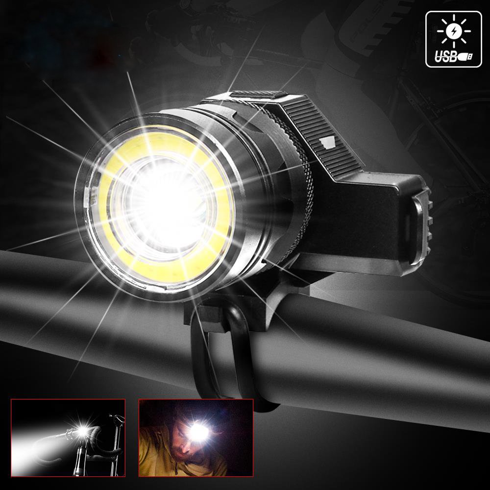 Farol Bike LED T6 Zoom com Indicador de Bateria e Suporte Farol Bike LED T6 Zoom com Indicador de Bateria e Suporte