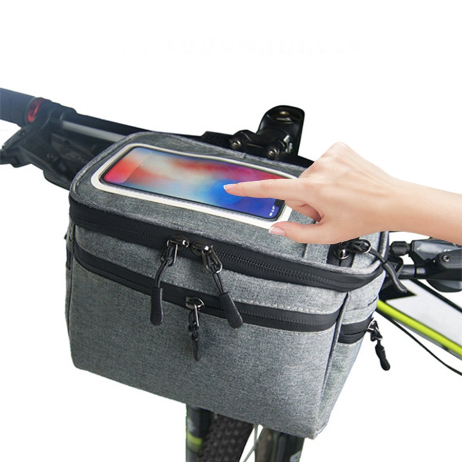 Bolsa de Guidão Impermeável para Bike - Cinza - 4L Armazenamento Bolsa de Guidão Impermeável para Bike - Cinza - 4L Armazenamento