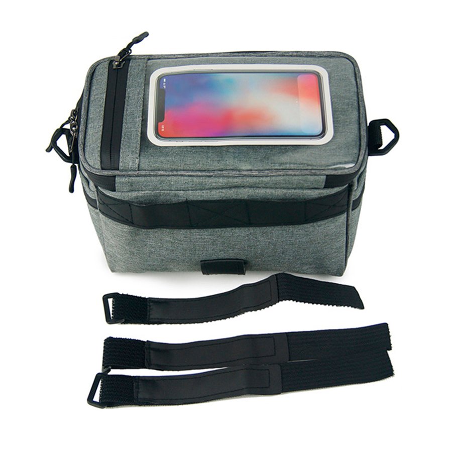 Bolsa de Guidão Impermeável para Bike - Cinza - 4L Armazenamento Bolsa de Guidão Impermeável para Bike - Cinza - 4L Armazenamento