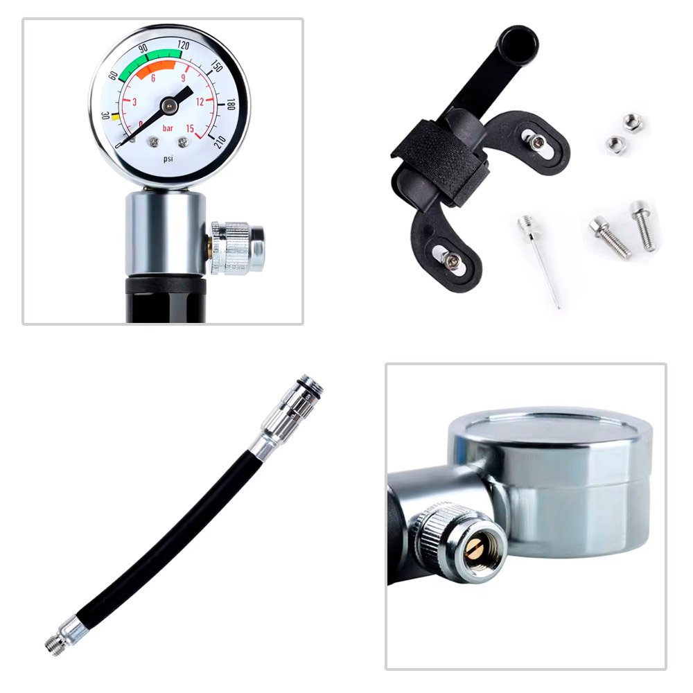 Bomba de Ar Alta Pressão 210 PSI com Manômetro Portátil Bomba de Ar Alta Pressão 210 PSI com Manômetro Portátil