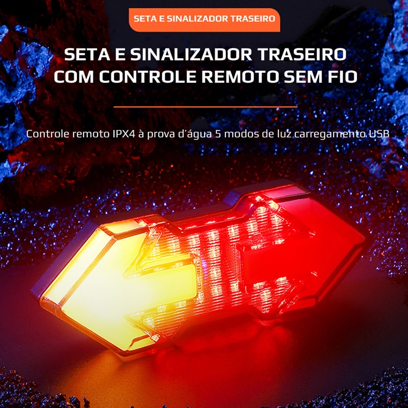 Sinalizador de Seta para Bicicleta Recarregvel Sem Fio